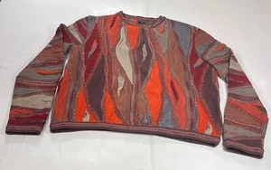 Vintage COOGI XL Sweater 3D Knit Orange Multicolor 90s Made In Australia - Picture 1 of 20