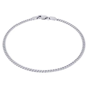 14K White Gold Solid 2.7mm Miami Cuban Link Chain Mens Bracelet Lobster 8.5" - Picture 1 of 10