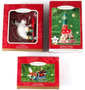 Hallmark Keepsake Christmas Ornaments Coca Cola Bear Lighthouse Sleigh - Picture 1 of 11