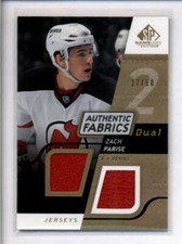 ZACH PARISE 2008/09 SP GAME USED GOLD DUAL WORN JERSEY #27/50 (BV=$20) AJ8791