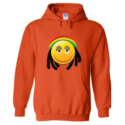 Funny Emoji Hoodie Emo Smoking Funny Hoodie Jamaica Colors All - Image 1 of 2