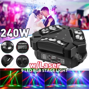 240W Spider Laser Moving Head Light RGB 9 LED DMX Stage DJ Disco Beam Lighting - Picture 1 of 10