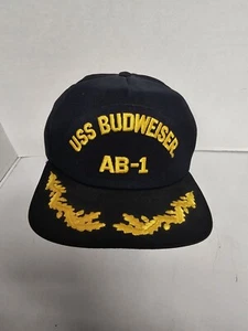 Vintage Black USS Budweiser AB-1 New Era Hat Pro Model SnapBack  - Picture 1 of 6