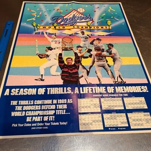 1989 Vintage Los Angeles Dodgers Poster Home Schedule 17"x22" Excellent Cond. - Picture 1 of 17