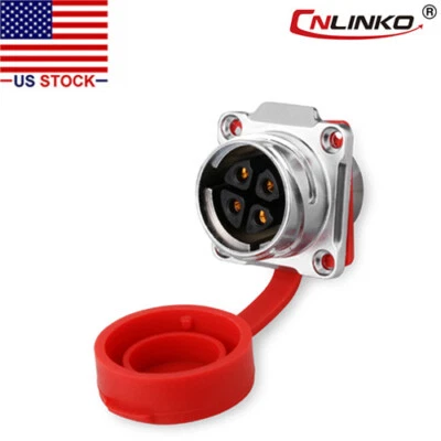 4 Pin Power Circular Connector Female Socket Outdoor Waterproof IP67 Heavy Duty - Image 1 of 4