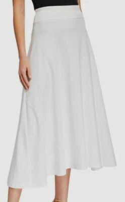 Falda midi de algodón drapeada elástica blanca lisa para mujer Joan Vass talla S/0 $190 Foto 1 de 2