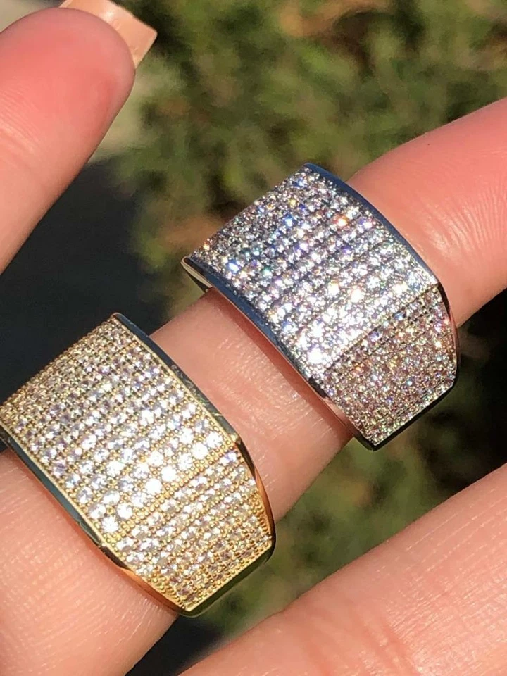 Mens Ice 2.5ct Iced Cz Bling SterlingSilver Italy 14k Gold/Rhodium Finish - Image 1 of 1