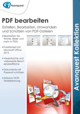 AvanQuest PDF bearbeiten - Erstellen, Bearbeiten, Umwandeln und Schützen(CD+Key) - Bild 1 von 4