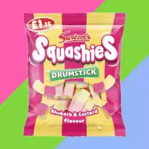 Swizzel Squashies Drumstick Rhubarb & Custard Flavor 120G Foam Candy from UK - Picture 1 of 1