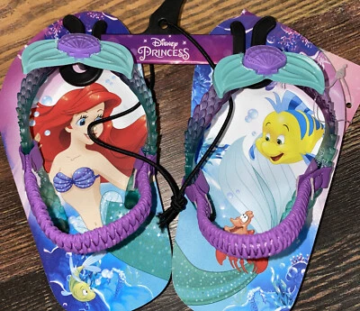 Disney Little Mermaid Toddler Girls' Flip-Flop Sling-Back Sandals Size 5/6  NWT - Image 1 of 3