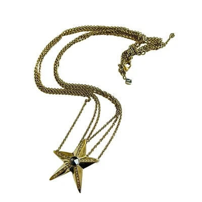 Rebecca Minkoff RM Signed Star Necklace Multi chain gold tone metal rare Collar - Image 1 of 4