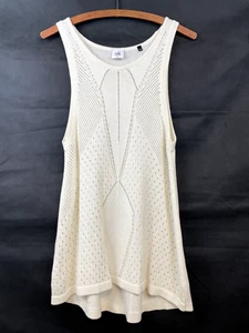 Suéter sin mangas de tenis CAbi para mujer M tejido marfil abierto $89 #5136 nuevo top de muestra - Imagen 1 de 7