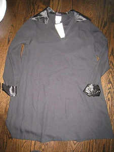 NEW NWT ZARA N&B BASICS BLACK CREPE & SATIN A-LINE MINI DRESS - 40 PARTY VINTAGE - Picture 1 of 6