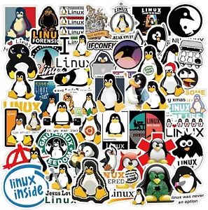 Linux Stickers 62Pcs Work Decals Aesthetic Waterproof Vinyl Pack Stickers for Wa - Picture 1 of 8