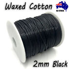2.0mm Waxed Cotton Cord Diy Necklace Bracelet Jewellery Beading Thread Black