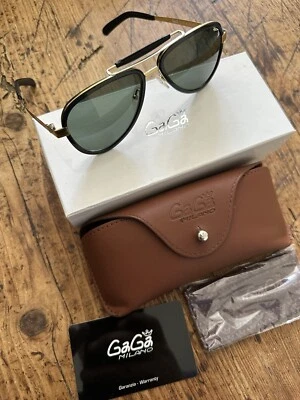 Occhiali Gagà Milano In Beta Titanium Ed Inserti In Cuoio - Imagen 1 de 4