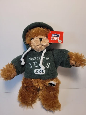 NY Jets Football Collectable Teddy Bear, Plush  9.5", NFL, Green Hoodie with Tag Cover