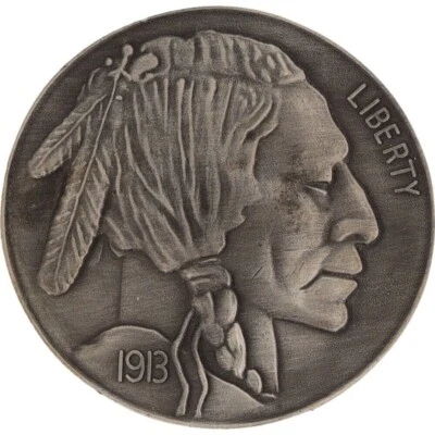 Nueva Moneda Libertad Oro Indio 1913 Nativo Americano Años 70 Nuevo de Lote Antiguo Hebilla de Cinturón Foto 1 de 4