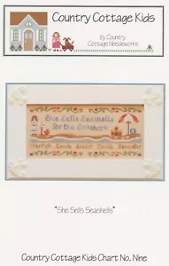 Country Cottage Kids She Sells Seashells Counted Cross Stitch Pattern New - Picture 1 of 2