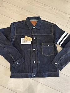 Chaqueta de mezclilla Momotaro Jeans 1105SP tipo 1 ribete índigo enjuagado 15,7 oz 44 - Imagen 1 de 4