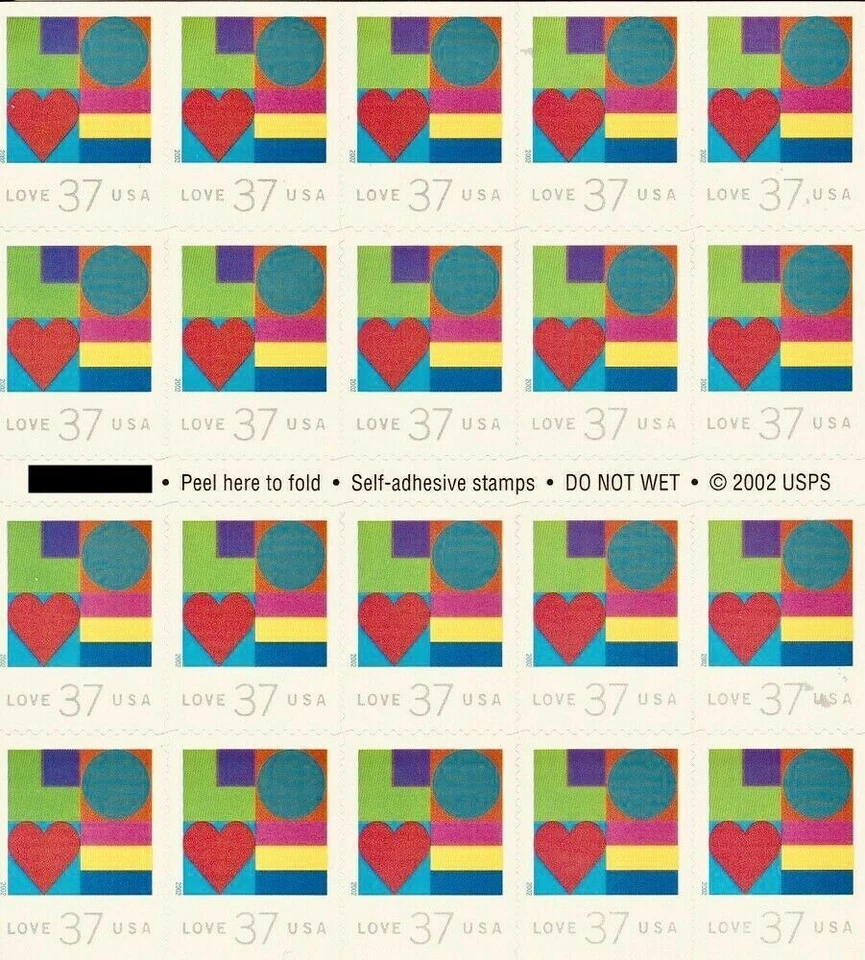 [OOS] US #3657a MNH Booklet 2002 37c Love Heart Circle Art [B33333 BC187] - Image 1 of 2