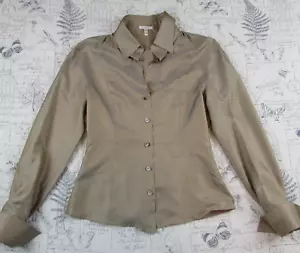 ESCADA 100 % SEIDE BÜNDCHEN LANG SLV DAMEN BLUSE IN TAUPE BEIGE GR. 38 / US 8-10 - Bild 1 von 7