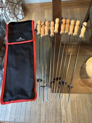 Grillyx Pack of 10 Stainless Steel For Kabobs Grilling in Travel Case - Image 1 of 4