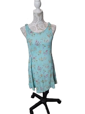 Mini Vestido Eddie Bauer Verde Floral Tank Jersey Sin Mangas Pequeño Foto 1 de 4