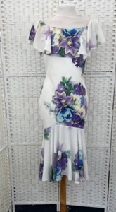 Jessica Wright Blue Floral stretch Pencil Midi Dress Size 14 Summer Holiday - Picture 1 of 6