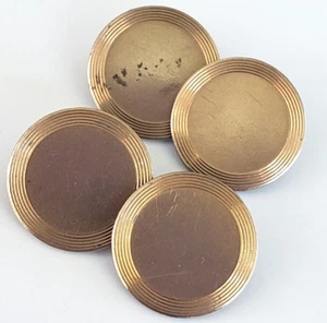 Art Deco Gold Filled Double Sided Gold Tone Round Cufflinks 9/16" - Picture 1 of 4