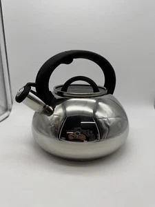 Brandani Whistling Tea Kettle 3qt. Black Soft Touch Handle Stainless Steel - Picture 1 of 4