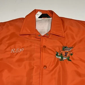 Vtg Florida Gators Windless The Flap Jacket Mens Lined Windbreak Size L Orange - Picture 1 of 11