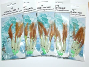 5 Packs Hokki Feather Rig 3 Hook Size 3/0 Fishing Cod Bass Mackerel Daylite