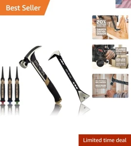 3-Piece Tool Set Nailing Hammer Pry Bar Nail Set Professional Durable - Picture 1 of 9