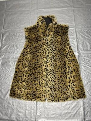 Chaleco Kristen Blake Estampado de Leopardo Imitación Piel Reversible Negro Mujer Cremallera Talla S Foto 1 de 4