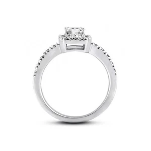 0,87ct D-VS2 Princess natürliche zertifizierte Diamanten Platin Halo Seitenstein Ring - Bild 1 von 4