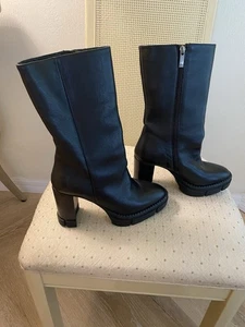 Botas Aquatalia Lana Naplak Cuero 13" Alto Medio Pantorrilla Negras 7.5M Modelo #449938 - Imagen 1 de 14
