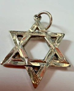 Vintage Anhänger Sterling Silber Davidstern strukturiert 925 Judaica Unisex - Bild 1 von 4
