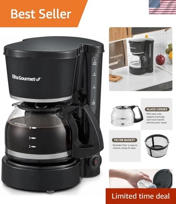 Sleek Black Automatic Coffee Maker with 5-Cup Capacity & Efficient Brew Control - Image 1 of 4