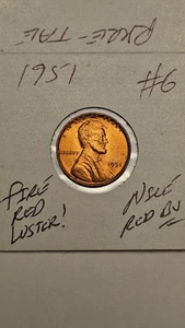 Weizenpfennig 1951 LINCOLN CENT GREAT GEM RED BU 1951-P LOT #6 SHARP FIRE RED UNC - Bild 1 von 3
