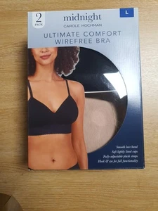 Carole Hochman 2 Pack Ultimate Comfort Wirefree Bra Size Large Black/Rugby - Picture 1 of 2