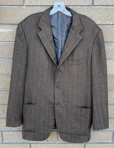 KITON Napoli Brown Pinstripe 100% Pure Cashmere Blazer Jacket Size 54 US 44 - Picture 1 of 6