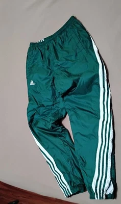 ADIDAS LINED NYLON WIND ATHLETIC GYM TRACK JOGGING SOCCER PANTS - M - Image 1 of 4