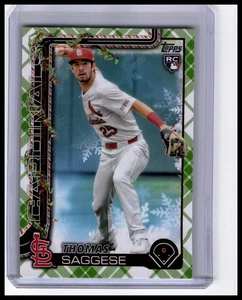 2025 Topps Holiday #H187 Thomas Saggese Green Holiday Plaid Rookie - Bild 1 von 2