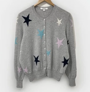 M&S Autograph 100% Cashmere Cardigan Women's UK 14 Grey Mix Stars Pattern Knit - Picture 1 of 20