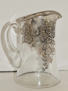 Vintage Silver Overlay Floral Pitcher / Creamer 5 1/2 " - Picture 1 of 4