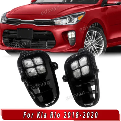 LED DRL Daytime Running Front Fog Lamps w/ Turn Light For KIA Rio 2018 2019 2020 - Image 1 of 4