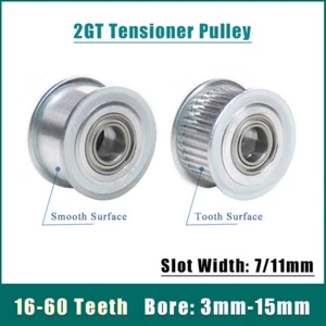 2GT Tensioner Pulley 16T-60T Bearing Synchronous Wheel Idler Pulley Bore 3-15mm - Picture 1 of 8