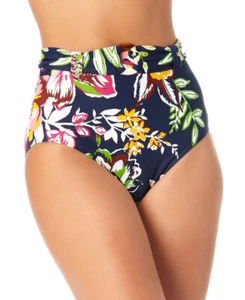 Anne Cole Women's High Waist Floral-Print Swim Bottoms (Navy Tropical, Medium) - Picture 1 of 2