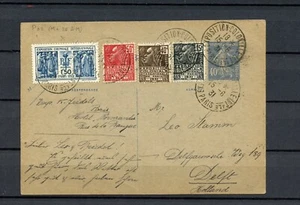 KMC4076-France #179, 258-61 (F436) Tied to Postal Card, 1918 to Holland, Used - Picture 1 of 2